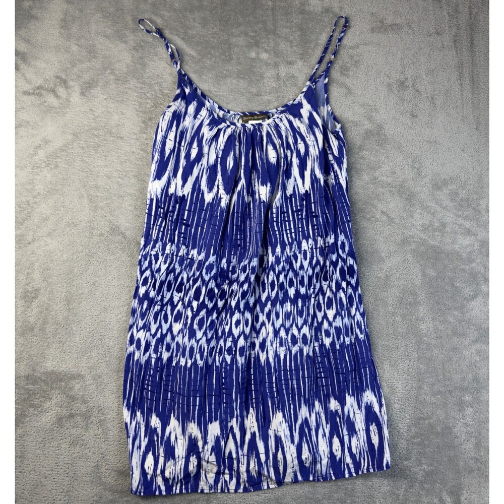 Tommy Bahama Dress Women's Small Blue Ikat Shift Mini Spaghetti Strap Pockets